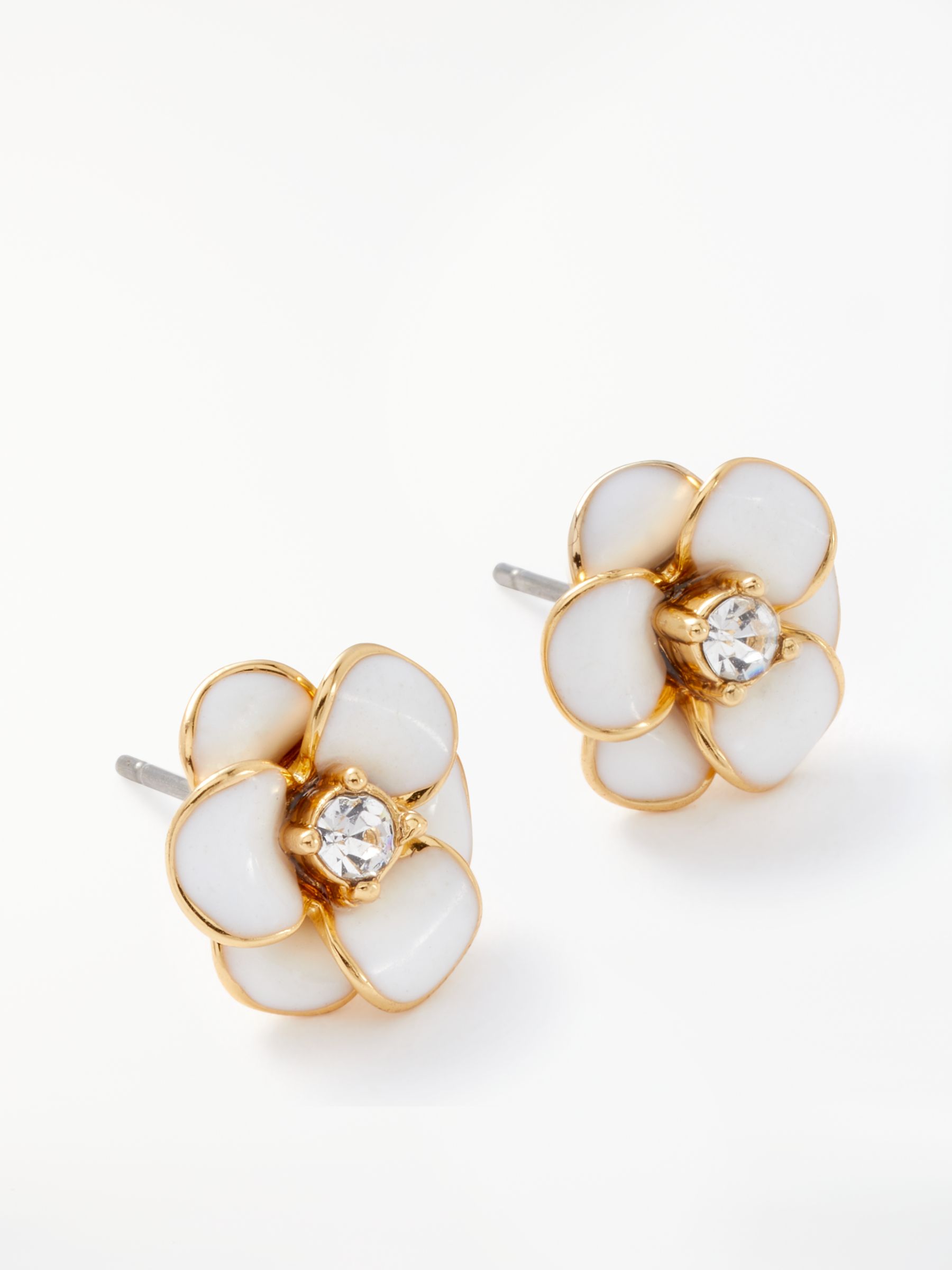 kate spade new york Flower Stud Earrings, Gold/White at John Lewis ...