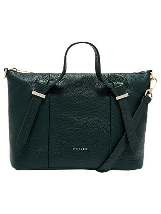 Ted Baker Olmia Knotted Handle Small Leather Tote Bag, Dark Green