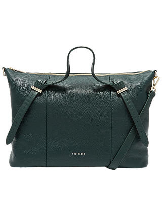 Ted Baker Oellie Knotted Handle Large Leather Tote Bag, Dark Green