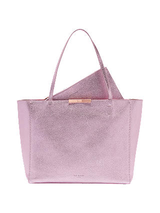 Ted Baker Criesia Leather Metallic Tote Bag, Light Pink