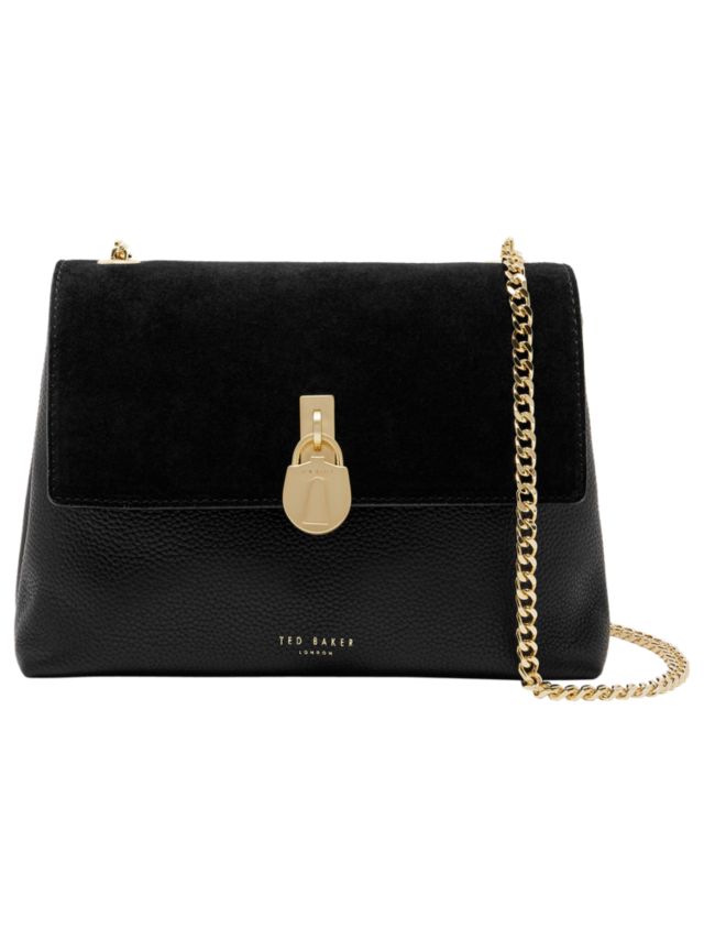 Ted Baker Helena Padlock Detail Leather Cross Body Bag, Jet Black