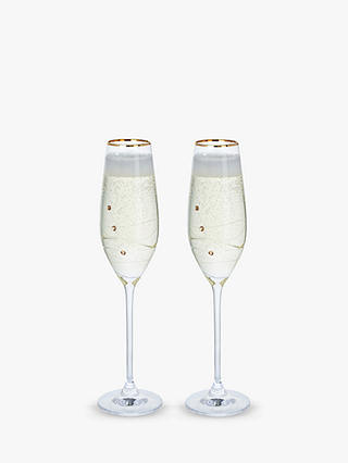 Dartington Crystal Glitz Champagne Flutes, 210ml, Set of 2, Clear/Gold