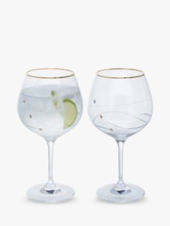Dartington Crystal Glitz Crystal Gin Glasses, 610ml, Set of 2, Clear/Gold