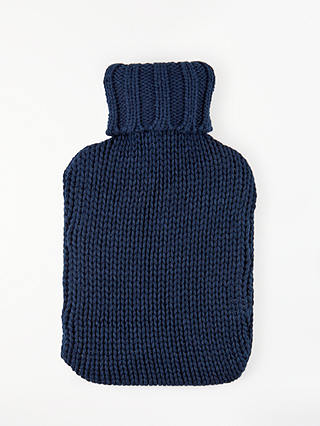 John Lewis & Partners Hot Water Bottle, Navy Knit