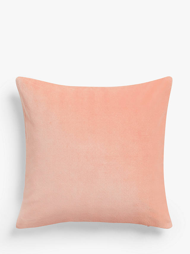 John Lewis & Partners Cotton Velvet Cushion, Soft Pink