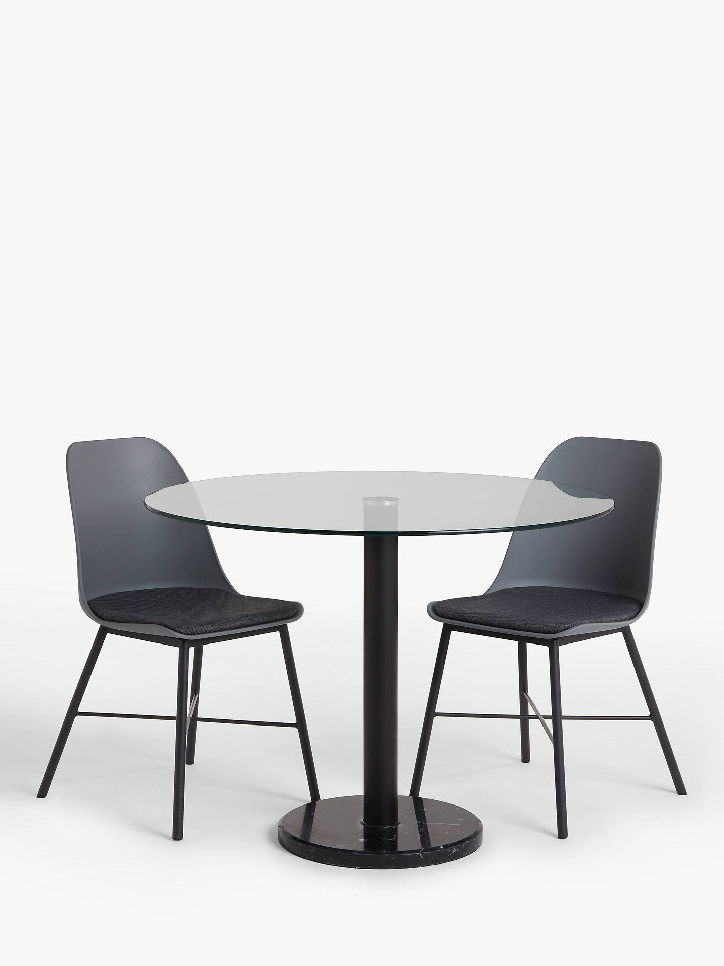 House By John Lewis Enzo 4 Seater Glass Round Dining Table Black Marble At John Lewis Partners