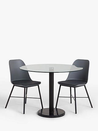 Anyday John Lewis Partners Enzo 4, Round Black Glass Dining Table And 4 Chairs