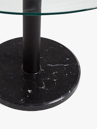John Lewis ANYDAY Enzo 4 Seater Glass Round Dining Table, Black Marble