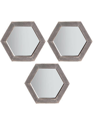 Gallery Direct Trey Trio Hexagonal Mirrors, 36 x 31cm, Grey, Set of 3