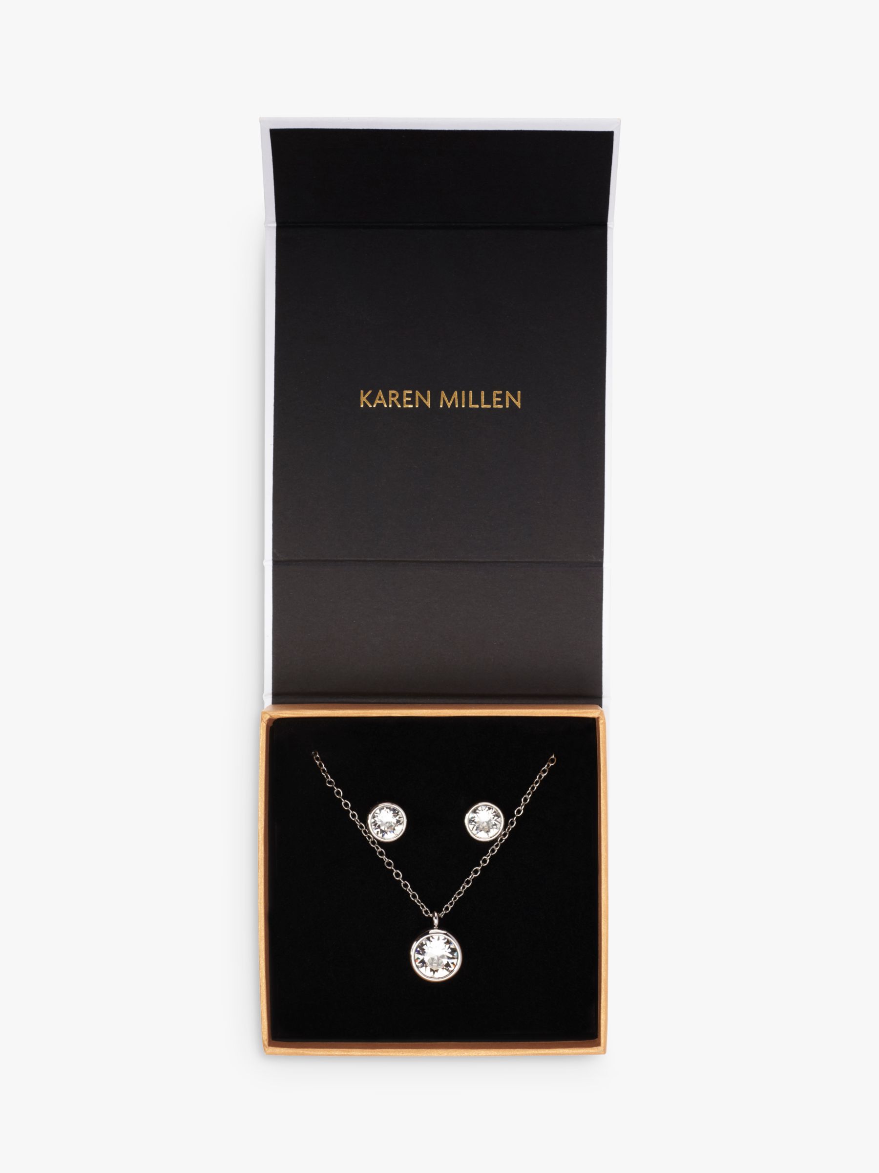 Karen Millen Swarovski Crystal Dot Necklace and Stud Earrings Gift Set, Silver