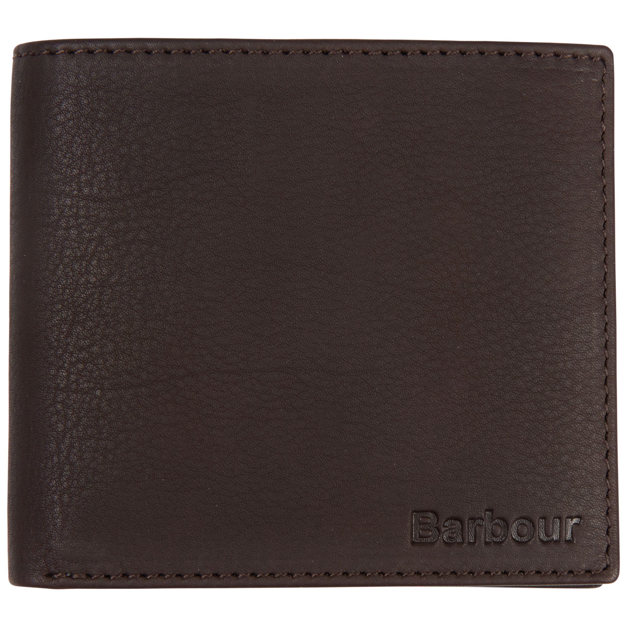 Barbour Leather Coin Wallet, Dark Brown 