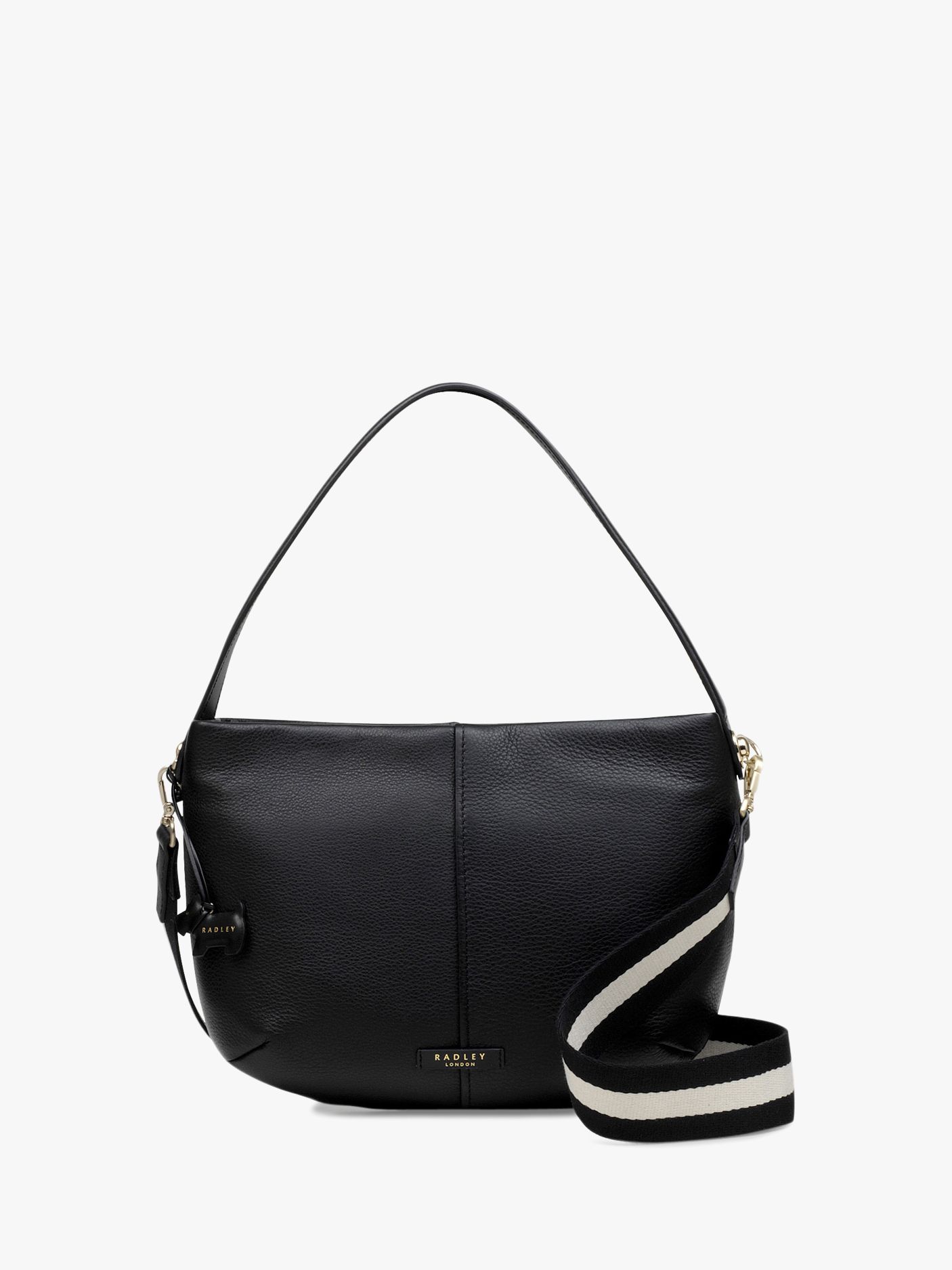 Radley Rose Castle Leather Large Cross Body Bag, Black at John Lewis & Partners