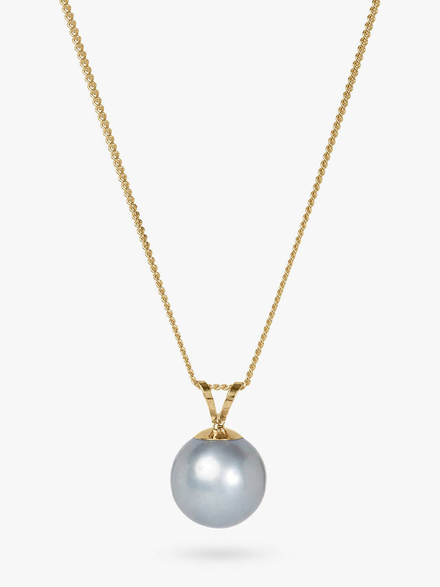 A B Davis 9ct Gold Freshwater Pearl Pendant Necklace, Grey