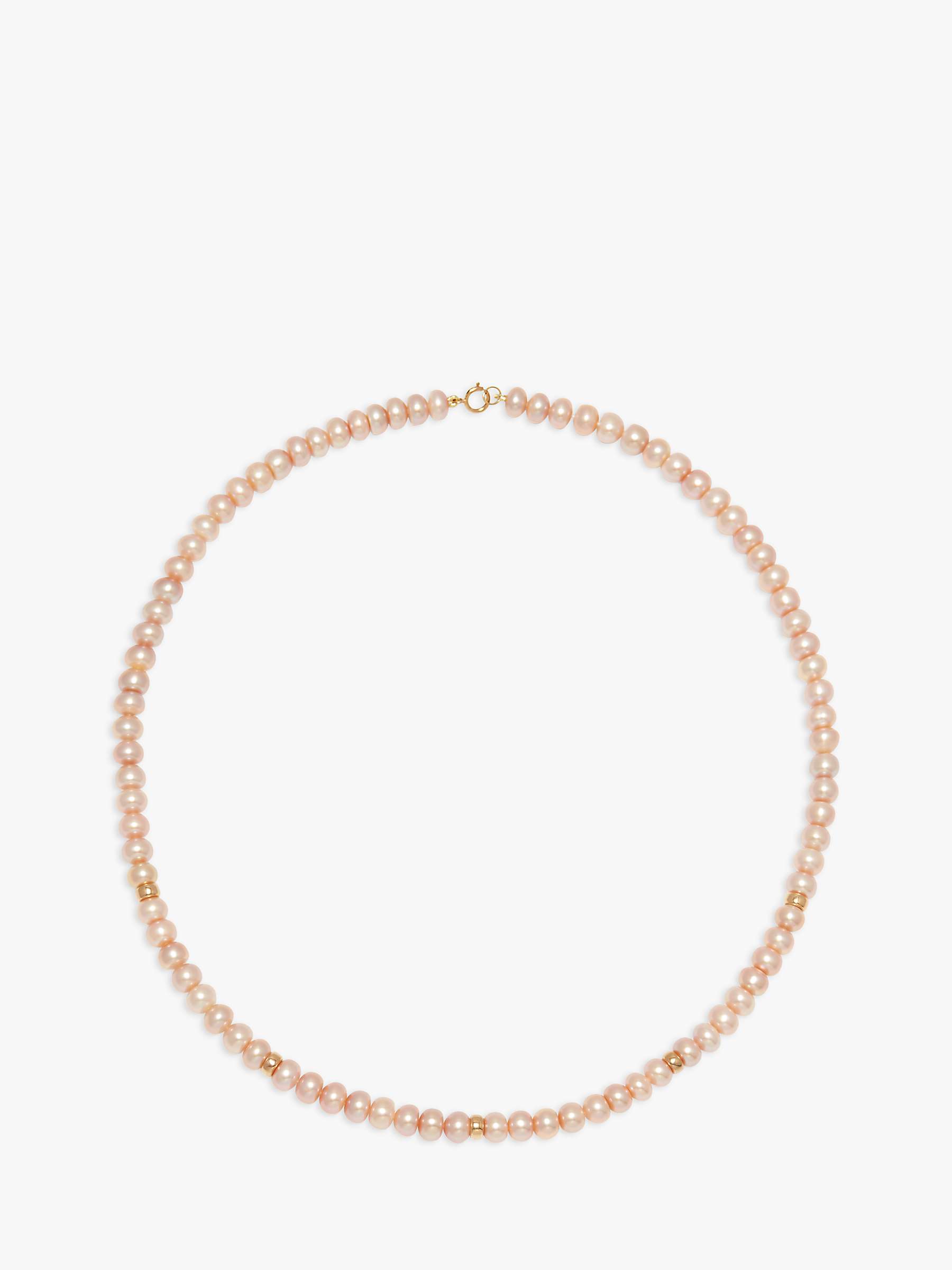 Buy A B Davis 9ct Gold Freshwater Button Pearl Necklace, Pink Online at johnlewis.com
