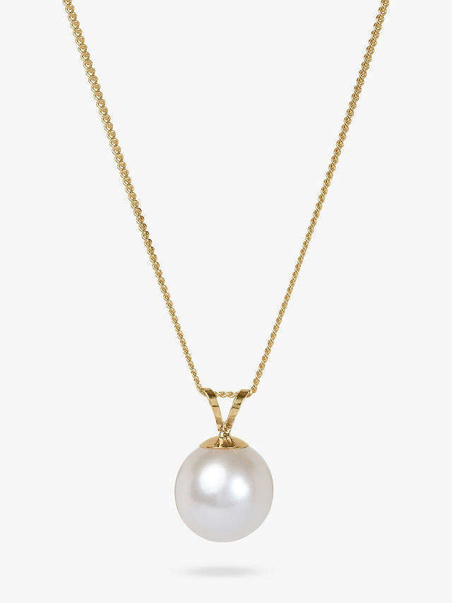 A B Davis 9ct Gold Freshwater Pearl Pendant Necklace, White