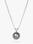 A B Davis 9ct White Gold Tahitian Pearl Pendant Necklace, Grey