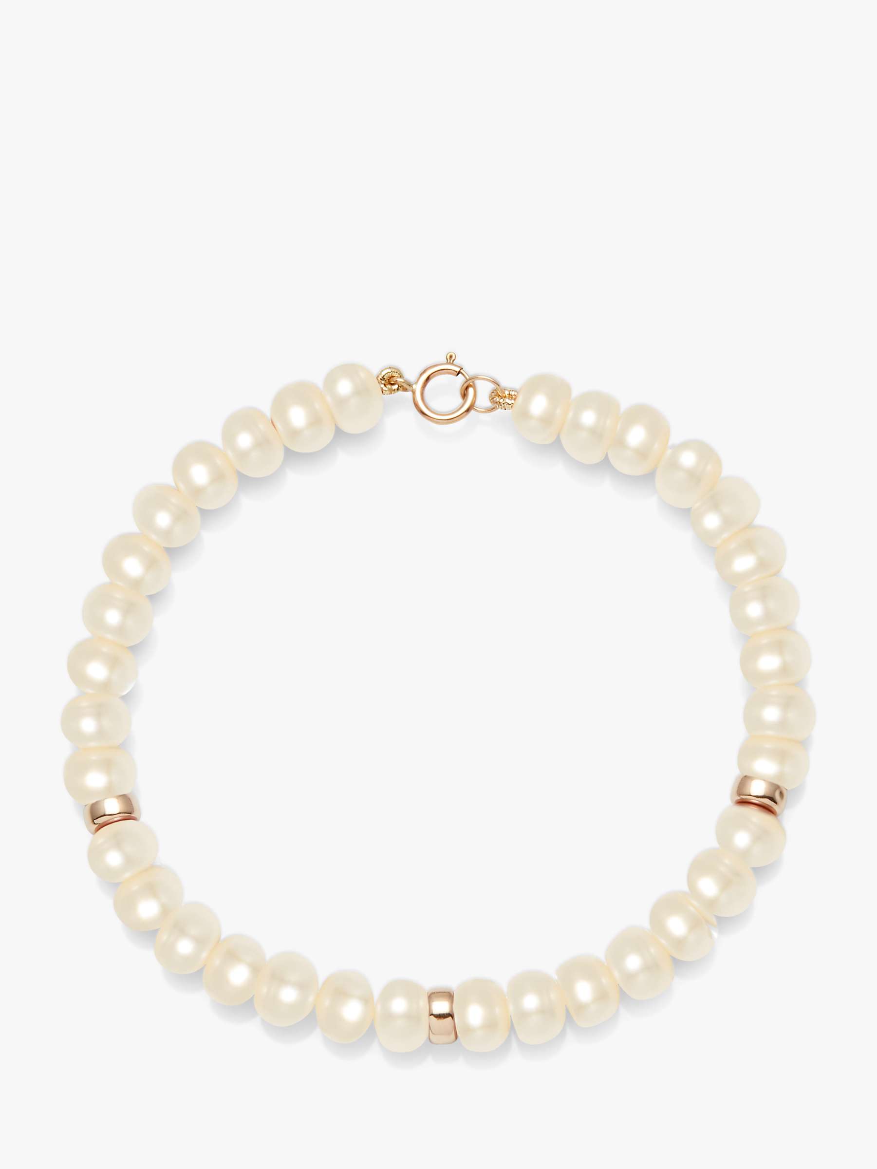 Buy A B Davis 9ct Gold Rondelle and Freshwater Pearl Bracelet Online at johnlewis.com