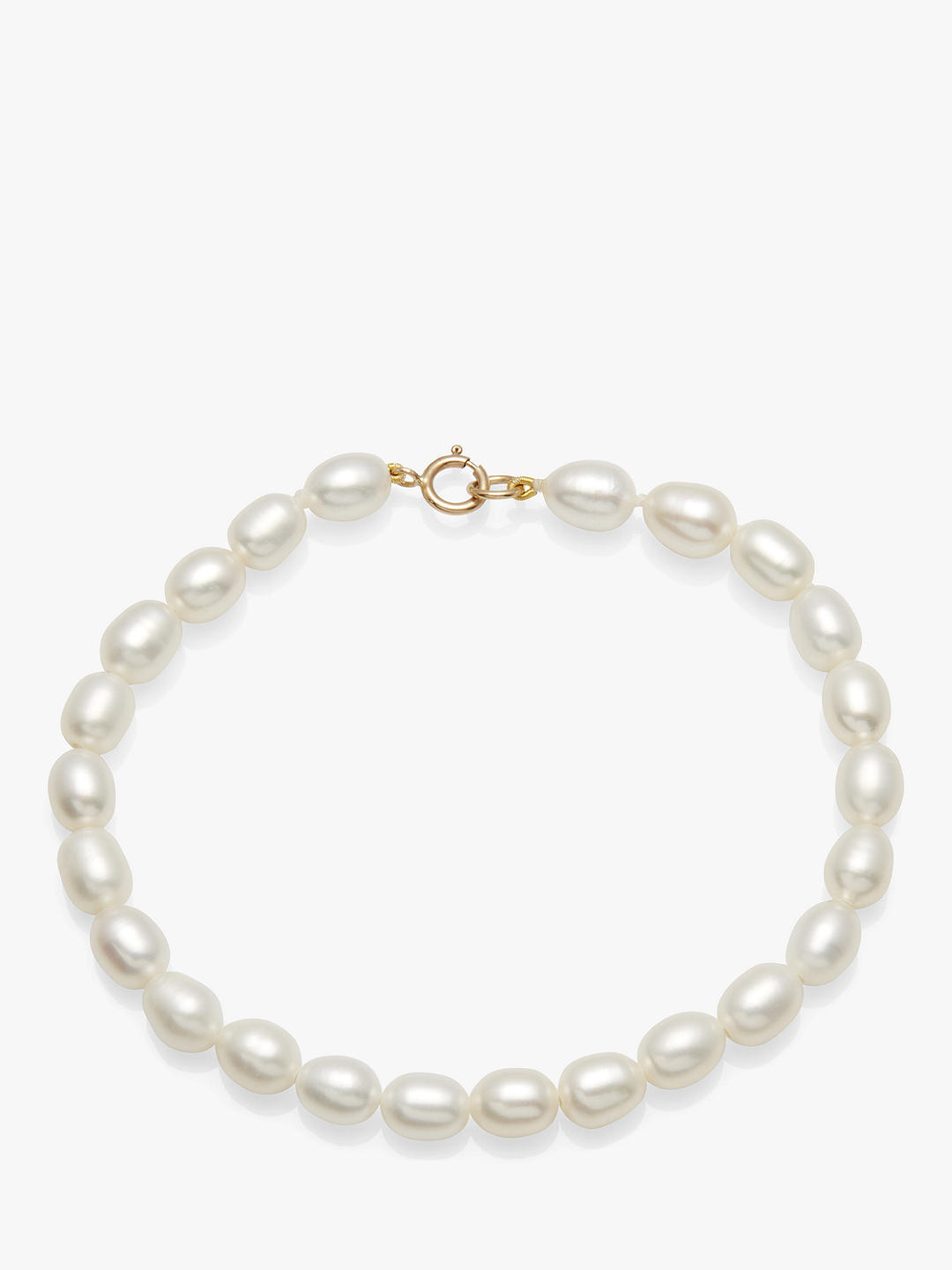 A B Davis 9ct Gold Clasp Rice Freshwater Pearl Bracelet, White