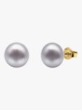 E.W Adams 9ct Gold Freshwater Pearl Stud Earrings, Grey