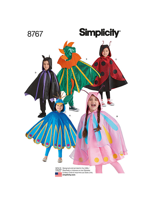 Simplicity Children's Cape Costumes Sewing Pattern, 8767
