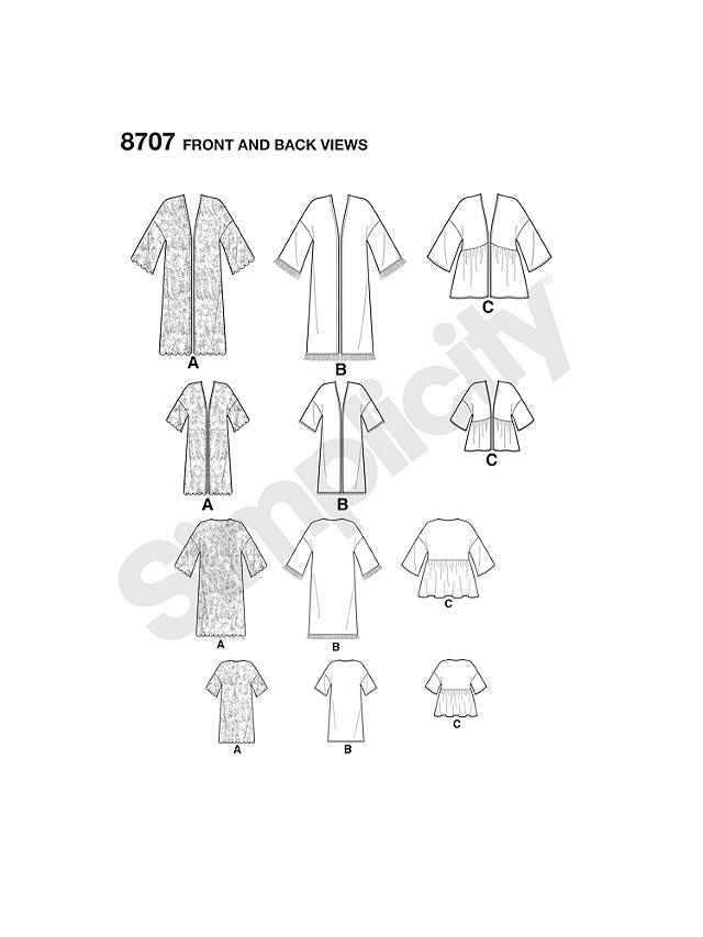 Simplicity Child's Misses' Kimonos Sewing Pattern, 8707, A