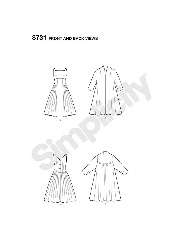 Simplicity 1950's Vintage Women's Dress And Coat Sewing Pattern, 8731, H5