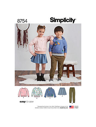 Simplicity Children's Sweaters, Joggers and Skirts Sewing Pattern, 8754