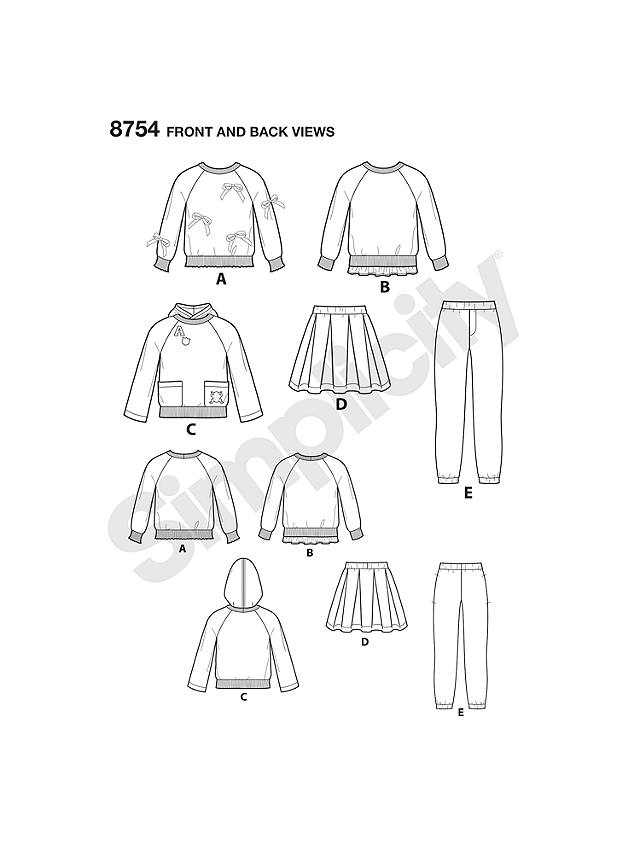 Simplicity Children's Sweaters, Joggers and Skirts Sewing Pattern, 8754