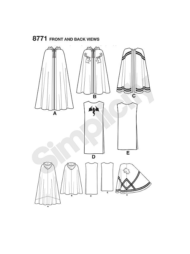 Simplicity Unisex Capes Sewing Pattern, 8771, One Size