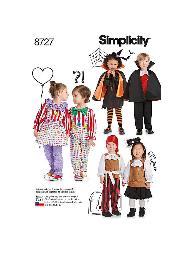 Simplicity Toddlers' Halloween Costumes Sewing Pattern, 8727, 6 months-4 years