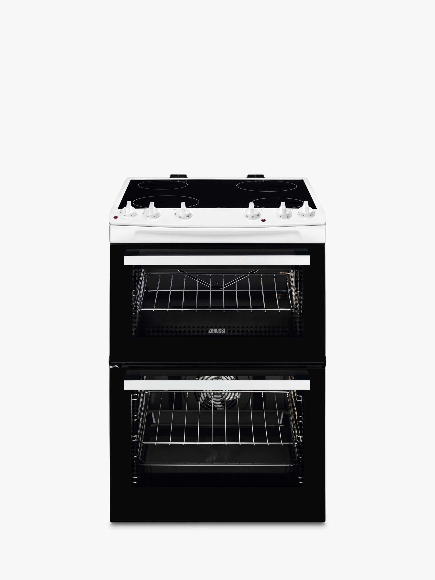 Zanussi ZCV66050WA Freestanding Electric Double Cooker, A Energy Rating, Black/White