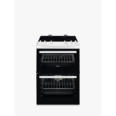 Zanussi ZCV66050WA Freestanding Electric Double Cooker, A Energy Rating, Black/White