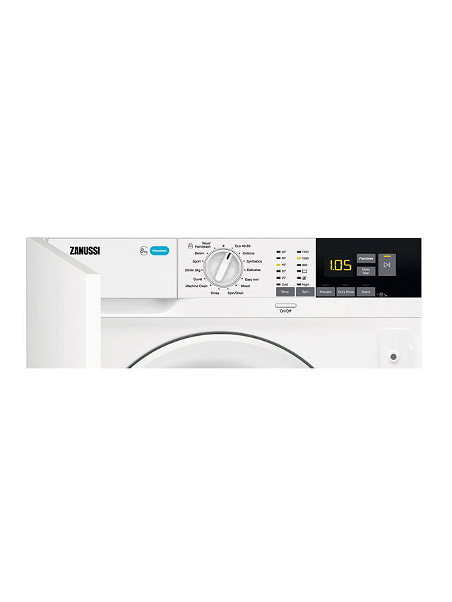 Buy Zanussi Z814W85BI Integrated Washing Machine, 8kg Load, 1400rpm Spin, White Online at johnlewis.com