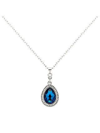 Monet Glass Crystal Teardrop Pendant Necklace, Silver/Blue
