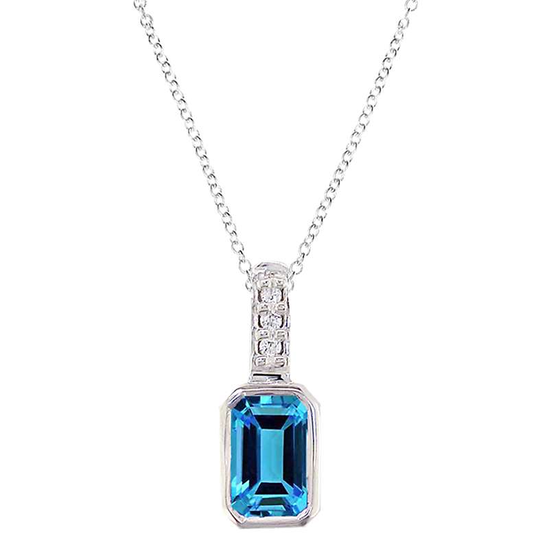 Buy E.W Adams 9ct White Gold Diamond and Topaz Pendant Necklace Online at johnlewis.com