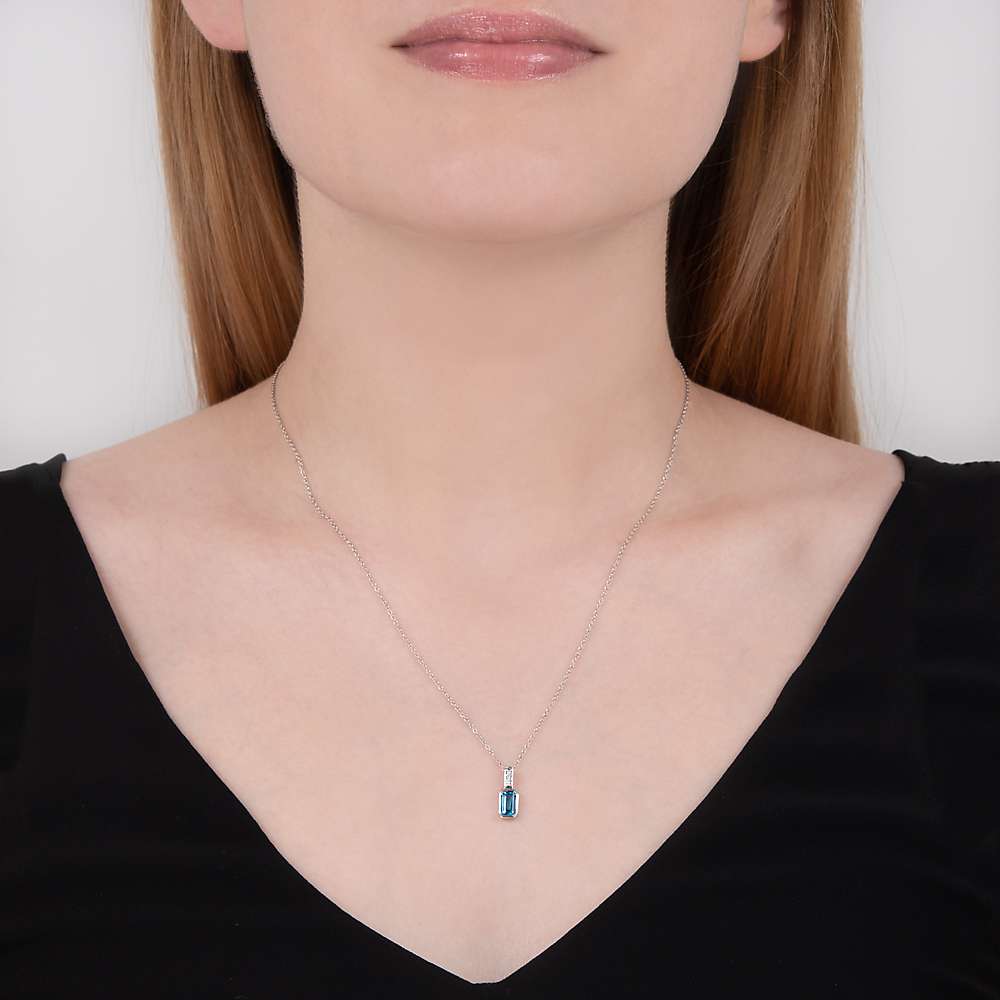 Buy E.W Adams 9ct White Gold Diamond and Topaz Pendant Necklace Online at johnlewis.com