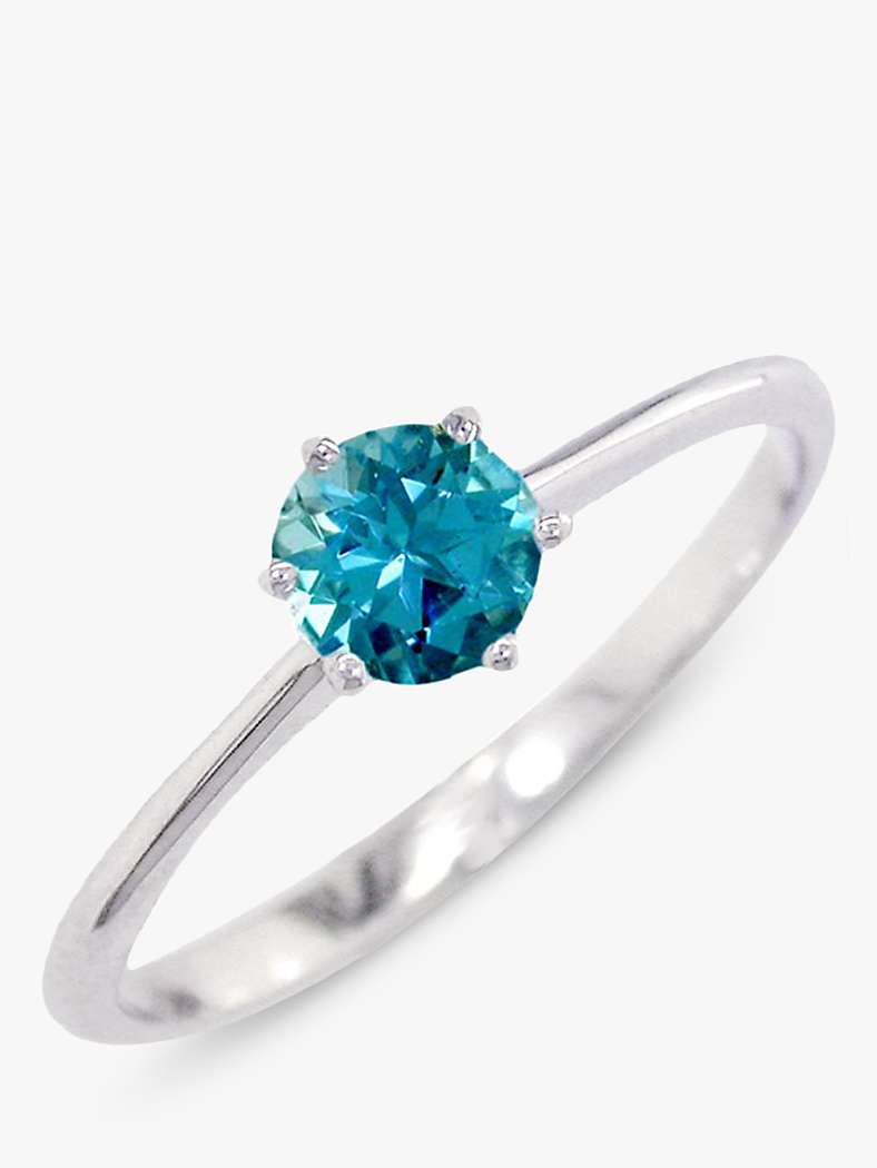 Buy E.W Adams 9ct White Gold Round Semi-Precious Stone Ring, Blue Topaz Online at johnlewis.com