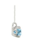 E.W Adams 9ct Gold Cushion Pendant Necklace, Aquamarine