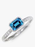 E.W Adams 9ct White Gold Diamond and Topaz Cocktail Ring, N