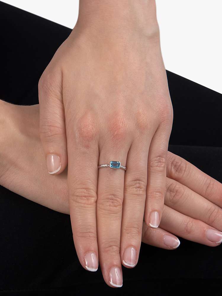 Buy E.W Adams 9ct White Gold Diamond and Topaz Cocktail Ring Online at johnlewis.com