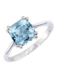 E.W Adams 9ct Gold Cushion Cocktail Ring, Aquamarine