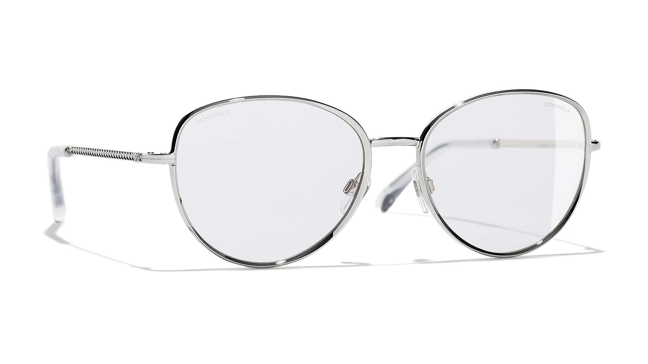 Buy CHANEL Pilot Sunglasses CH2182S Silver/Grey Online at johnlewis.com