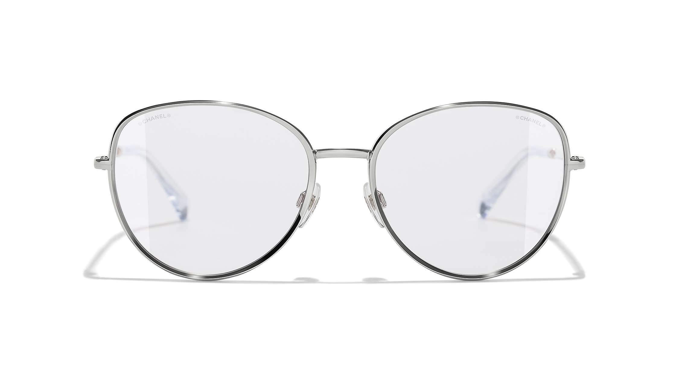 Buy CHANEL Pilot Sunglasses CH2182S Silver/Grey Online at johnlewis.com
