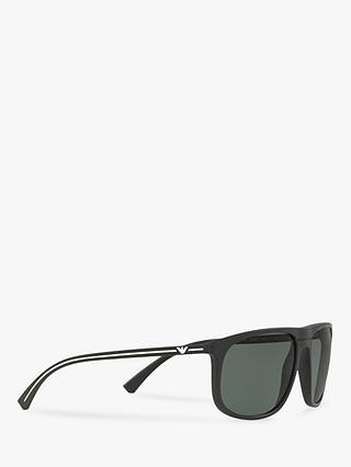 Emporio Armani EA4118 Men's Rectangular Sunglasses, Black/Green