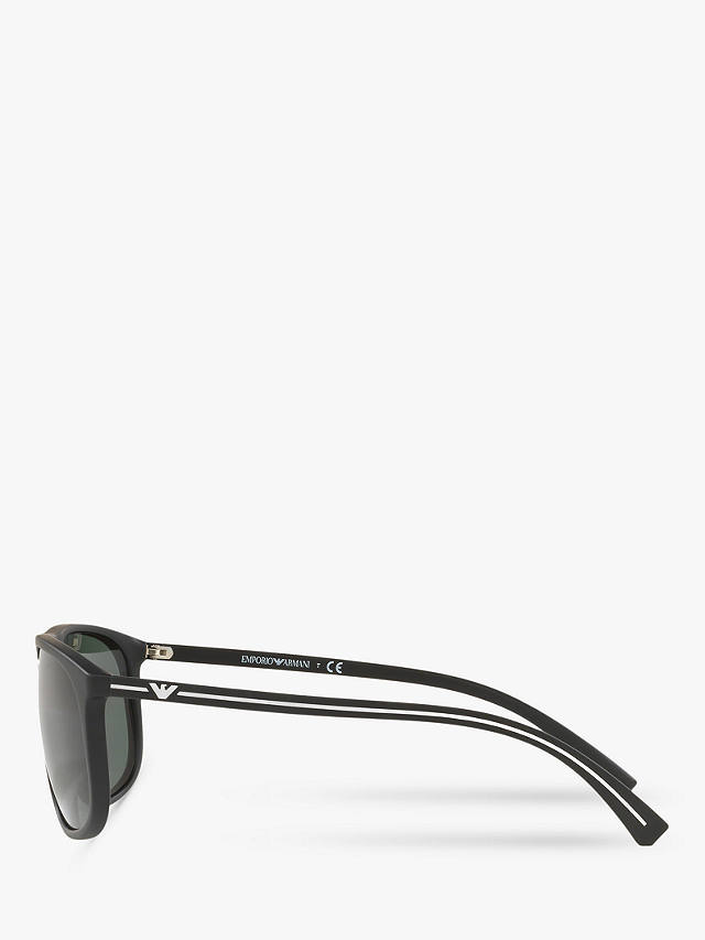 Emporio Armani EA4118 Men's Rectangular Sunglasses, Black/Green