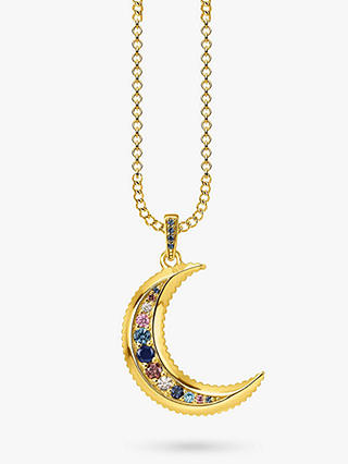 THOMAS SABO Glam & Soul Royalty Moon Pendant Necklace, Gold/Multi