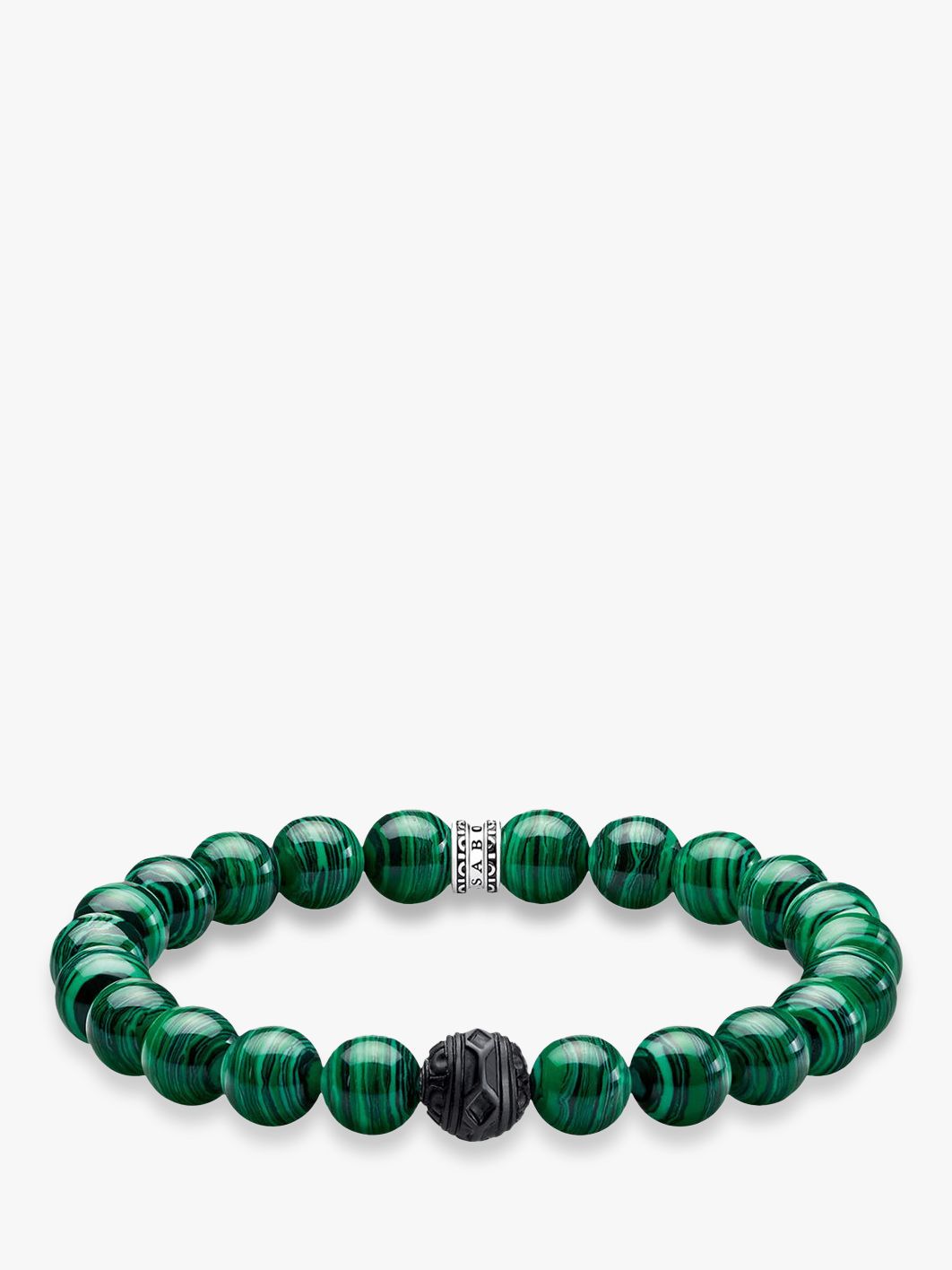 THOMAS SABO Men's Rebel at Heart Obsidian and Simulated Malachite Bracelet, Green