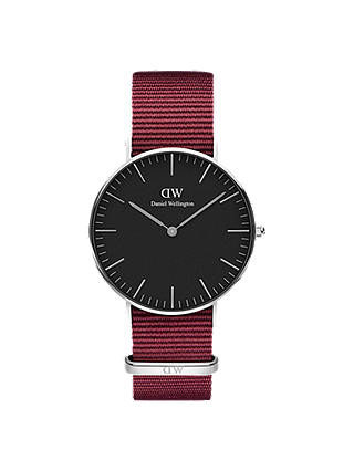 Daniel Wellington Unisex Roselyn Fabric Strap Watch, Red/Black DW100100274