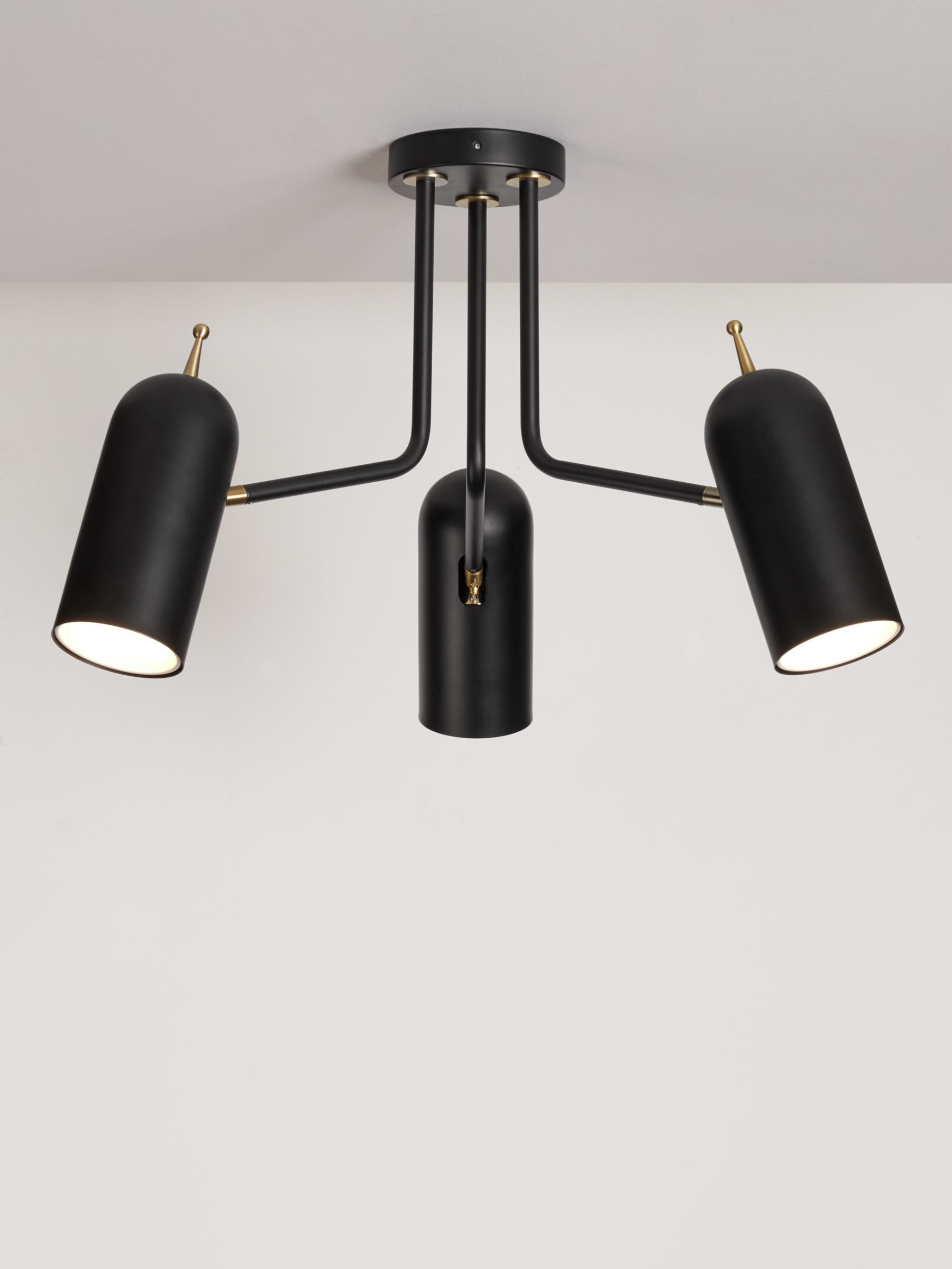 Design Project By John Lewis No 045 Semi Flush 3 Arm Ceiling Light Black