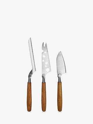 Boska Oak Wood Handle Stainless Steel Cheese Knives, Set of 3